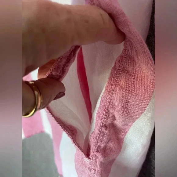 Tommy Bahama women’s size XS pink & white striped tunic button-down Long Sleeve - Picture 5 of 8